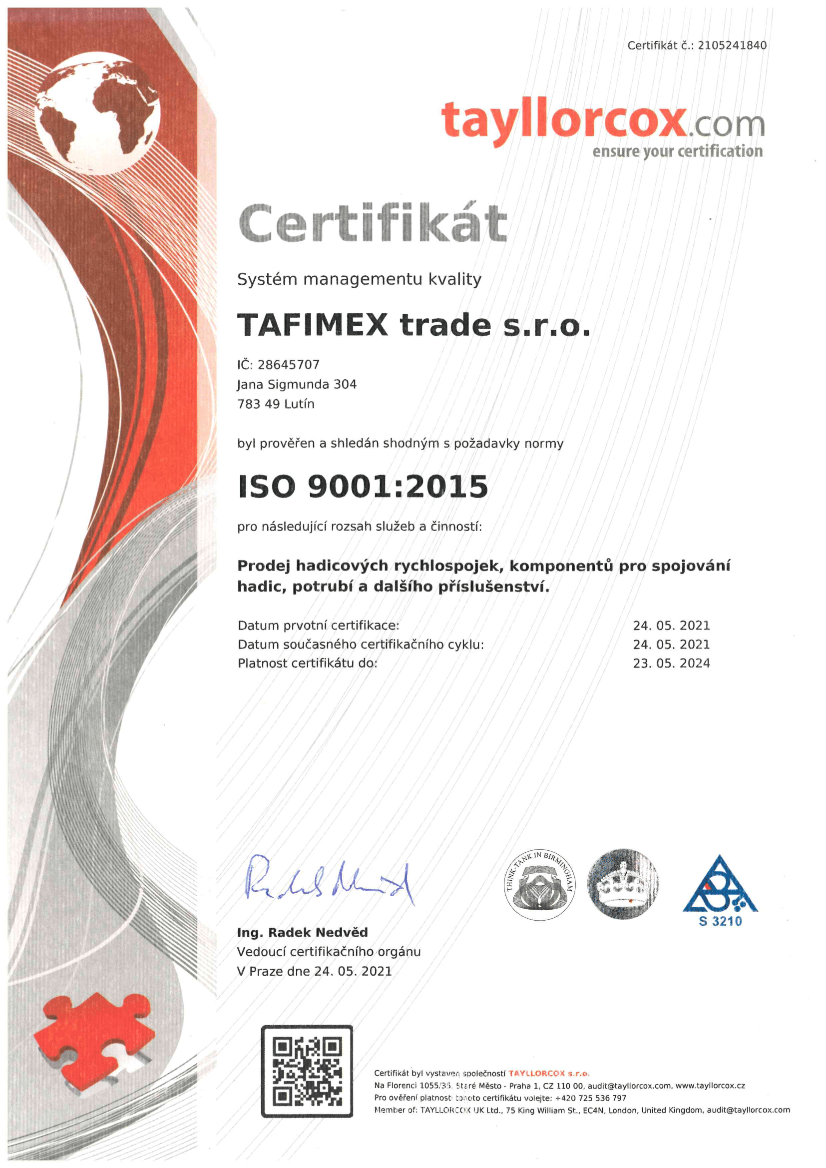 ISO 9001 certifikát