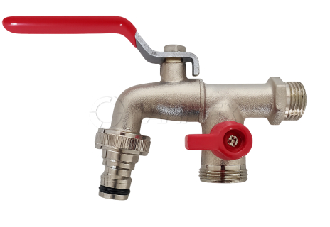 Zahradní ventil 1/2" s adaptérem na rychlospojku a vnějším závitem 3/4"